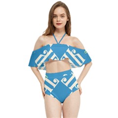 Abstract Pattern Geometric Backgrounds   Halter Flowy Bikini Set  by Eskimos