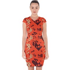 Abstract Pattern Geometric Backgrounds   Capsleeve Drawstring Dress  by Eskimos