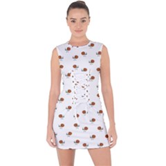 Funny Cartoon Sketchy Snail Drawing Pattern Lace Up Front Bodycon Dress by dflcprintsclothing