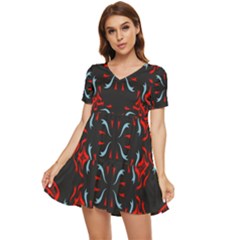 Abstract Pattern Geometric Backgrounds   Tiered Short Sleeve Babydoll Dress by Eskimos