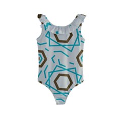 Abstract Pattern Geometric Backgrounds   Kids  Frill Swimsuit by Eskimos