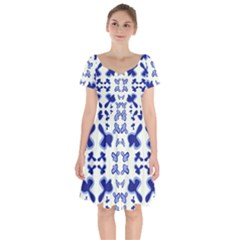 Abstract Pattern Geometric Backgrounds   Short Sleeve Bardot Dress by Eskimos
