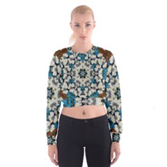 Paradise Flowers And Candle Light Cropped Sweatshirt by pepitasart