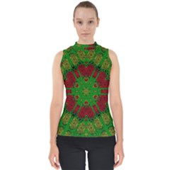 Peacock Lace So Tropical Mock Neck Shell Top by pepitasart