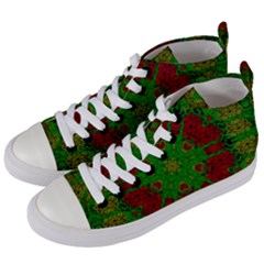 Peacock Lace So Tropical Women s Mid-top Canvas Sneakers by pepitasart