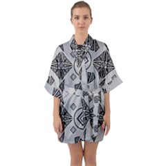 Abstract Pattern Geometric Backgrounds   Half Sleeve Satin Kimono  by Eskimos