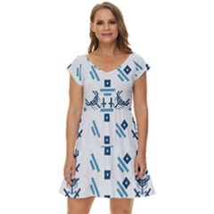 Abstract Pattern Geometric Backgrounds   Short Sleeve Tiered Mini Dress by Eskimos