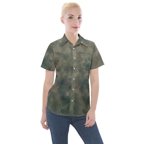 Algae Texture Patttern Women s Short Sleeve Pocket Shirt by dflcprintsclothing