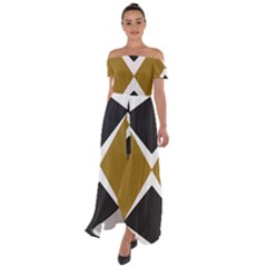 Abstract Pattern Geometric Backgrounds   Off Shoulder Open Front Chiffon Dress by Eskimos