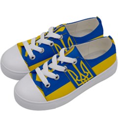 Flag Of Ukraine With Coat Of Arms Kids  Low Top Canvas Sneakers by abbeyz71