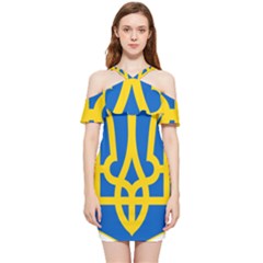 Coat Of Arms Of Ukraine Shoulder Frill Bodycon Summer Dress by abbeyz71
