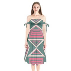 Abstract Pattern Geometric Backgrounds   Shoulder Tie Bardot Midi Dress by Eskimos