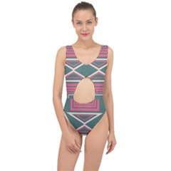 Abstract Pattern Geometric Backgrounds   Center Cut Out Swimsuit by Eskimos