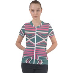 Abstract Pattern Geometric Backgrounds   Short Sleeve Zip Up Jacket by Eskimos