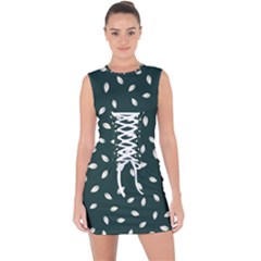 Leaves Pattern Lace Up Front Bodycon Dress by CoshaArt