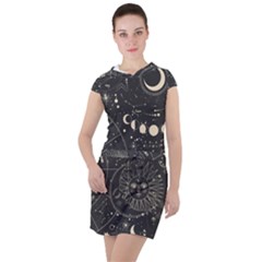 Magic-patterns Drawstring Hooded Dress by CoshaArt