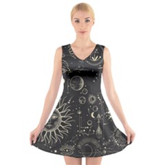 Mystic Patterns V-neck Sleeveless Dress by CoshaArt