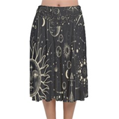 Mystic Patterns Velvet Flared Midi Skirt by CoshaArt