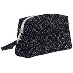 Pixel Grid Dark Black And White Pattern Wristlet Pouch Bag (large) by dflcprintsclothing