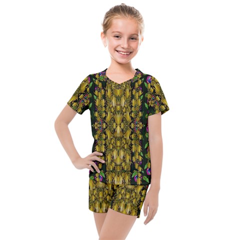 Fanciful Fantasy Flower Forest Kids  Mesh Tee And Shorts Set by pepitasart