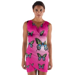 Butterfly Wrap Front Bodycon Dress