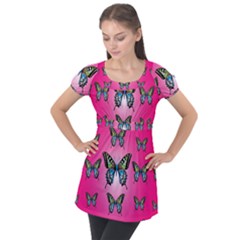 Butterfly Puff Sleeve Tunic Top by Dutashop