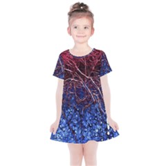 Autumn Fractal Forest Background Kids  Simple Cotton Dress by Amaryn4rt