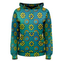 Yellow And Blue Proud Blooming Flowers Women s Pullover Hoodie by pepitasart