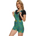 Yellow And Blue Proud Blooming Flowers Short Overalls View2