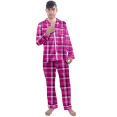 Pink Tartan-9 Men s Long Sleeve Satin Pajamas Set by tartantotartanspink