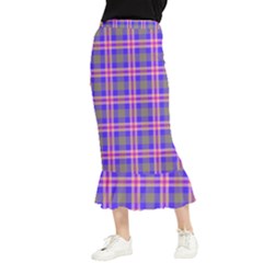 Tartan Purple Maxi Fishtail Chiffon Skirt
