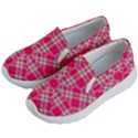 Pink Tartan-10 Kids Lightweight Slip Ons View2