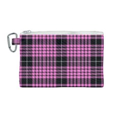 Pink Tartan 3 Canvas Cosmetic Bag (medium) by tartantotartanspink2