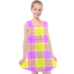 Pink Tartan-8 Kids  Cross Back Dress by tartantotartanspink2