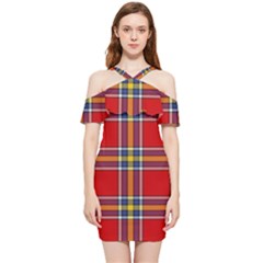 Tartan Pattern 40 Shoulder Frill Bodycon Summer Dress by tartantotartansreddesign