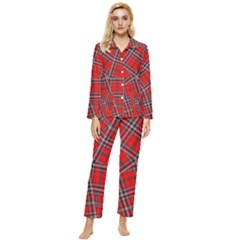 Macfarlane Modern Heavy Tartan Womens  Long Sleeve Velvet Pocket Pajamas Set by tartantotartansallreddesigns