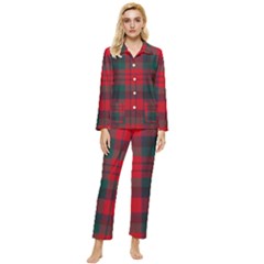 Macduff Modern Tartan Womens  Long Sleeve Velvet Pocket Pajamas Set by tartantotartansallreddesigns