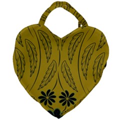 Folk Flowers Print Floral Pattern Ethnic Art Giant Heart Shaped Tote