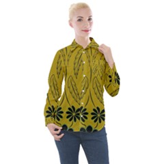 Folk Flowers Print Floral Pattern Ethnic Art Women s Long Sleeve Pocket Shirt