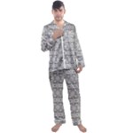 Nature Collage Seamless Pattern Men s Long Sleeve Satin Pajamas Set