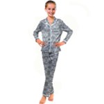 Nature Collage Seamless Pattern Kid s Satin Long Sleeve Pajamas Set