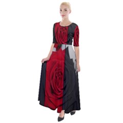 Roses Rouge Fleurs Half Sleeves Maxi Dress by kcreatif