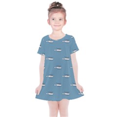 Cartoon Sketchy Helicopter Drawing Motif Pattern Kids  Simple Cotton Dress by dflcprintsclothing