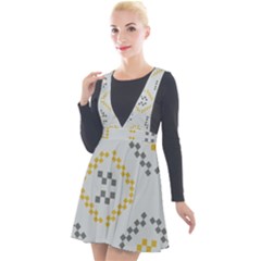 Abstract Pattern Geometric Backgrounds   Plunge Pinafore Velour Dress by Eskimos