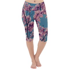 Colorful Floral Leaves Photo Lightweight Velour Cropped Yoga Leggings by dflcprintsclothing