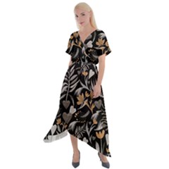   Plants And Hearts In Boho Style No  2 Cross Front Sharkbite Hem Maxi Dress by HWDesign