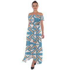 Abstract Geometric Design    Off Shoulder Open Front Chiffon Dress by Eskimos
