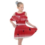 watermelon Painted watermelon pattern, fruit themed apparel Kids  Shoulder Cutout Chiffon Dress