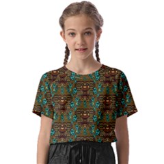 Artworks Pattern Leather Lady In Gold And Flowers Kids  Basic Tee by pepitasart