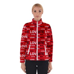 Love And Hate Typographic Design Pattern Women s Bomber Jacket by dflcprintsclothing
